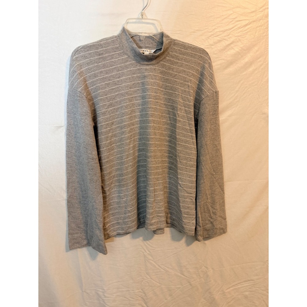 Downeast Gray Striped Mock Neck Long Sleeve Top DB20010006 Medium